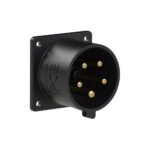 CEE-flanged plug 70x70 straight 32A 5p 6h IP44 black